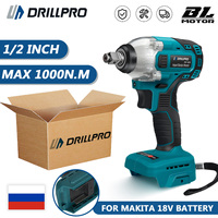 Drillpro 1000N.M Brushless Cordless Electric Impact Wrench1/2 inch Cordless High Torque Power Tools For Makita 18V Battery