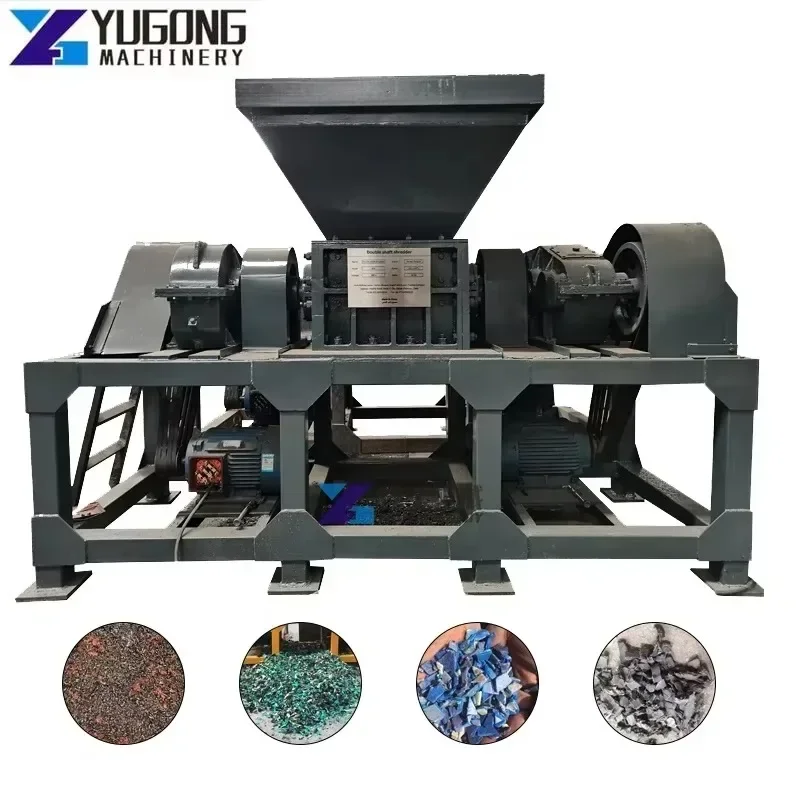 Metal Plastic Crusher Double Shaft Pet Bottle Grinding Multipurpose Tire Shredder Tyre Crushing Machine