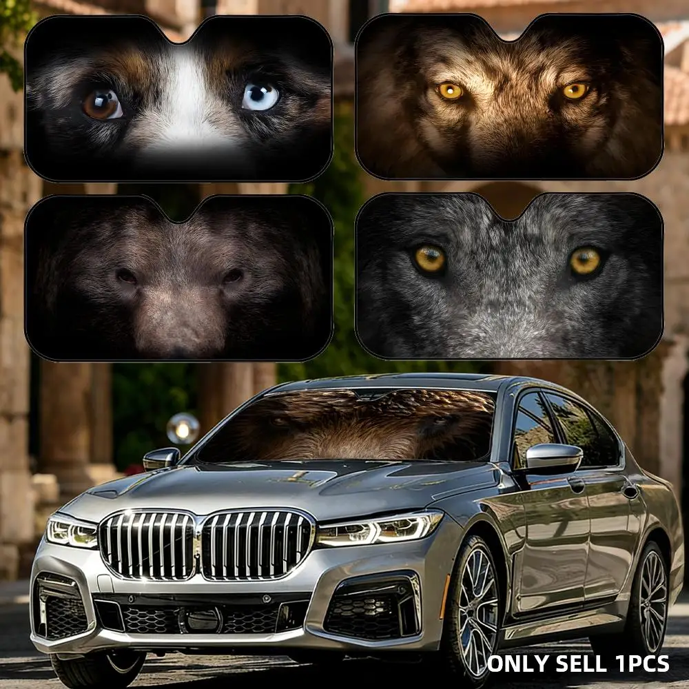 

Bear Eyes Sun Visor Foldable Universal Car Windshield Sun Shade UV Protection Reusable Heat Insulation Foldable Cover