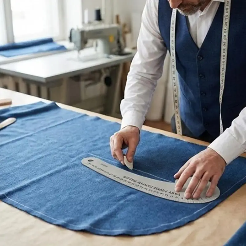 Professionelles Kleidungsmuster-Lineal aus Aluminiumlegierung für Kleidungsdesigns und Schneiderei B03E – Detail 9