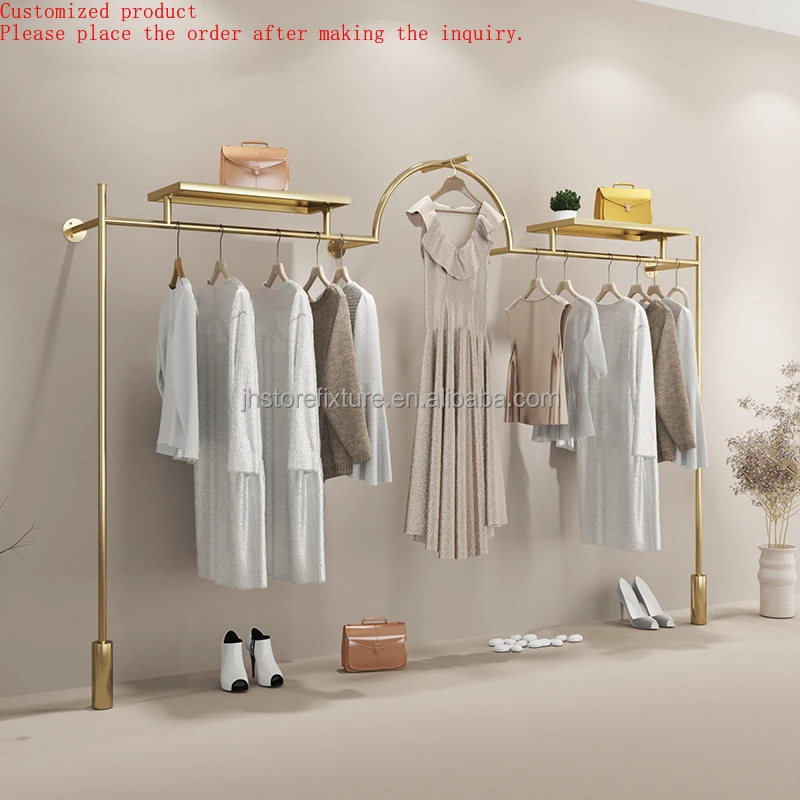 

Store Decoration European Design Wall Mounted Super Mall Clothes Shop Boutique Clothes Hanging Stand Clothes Rack Stand