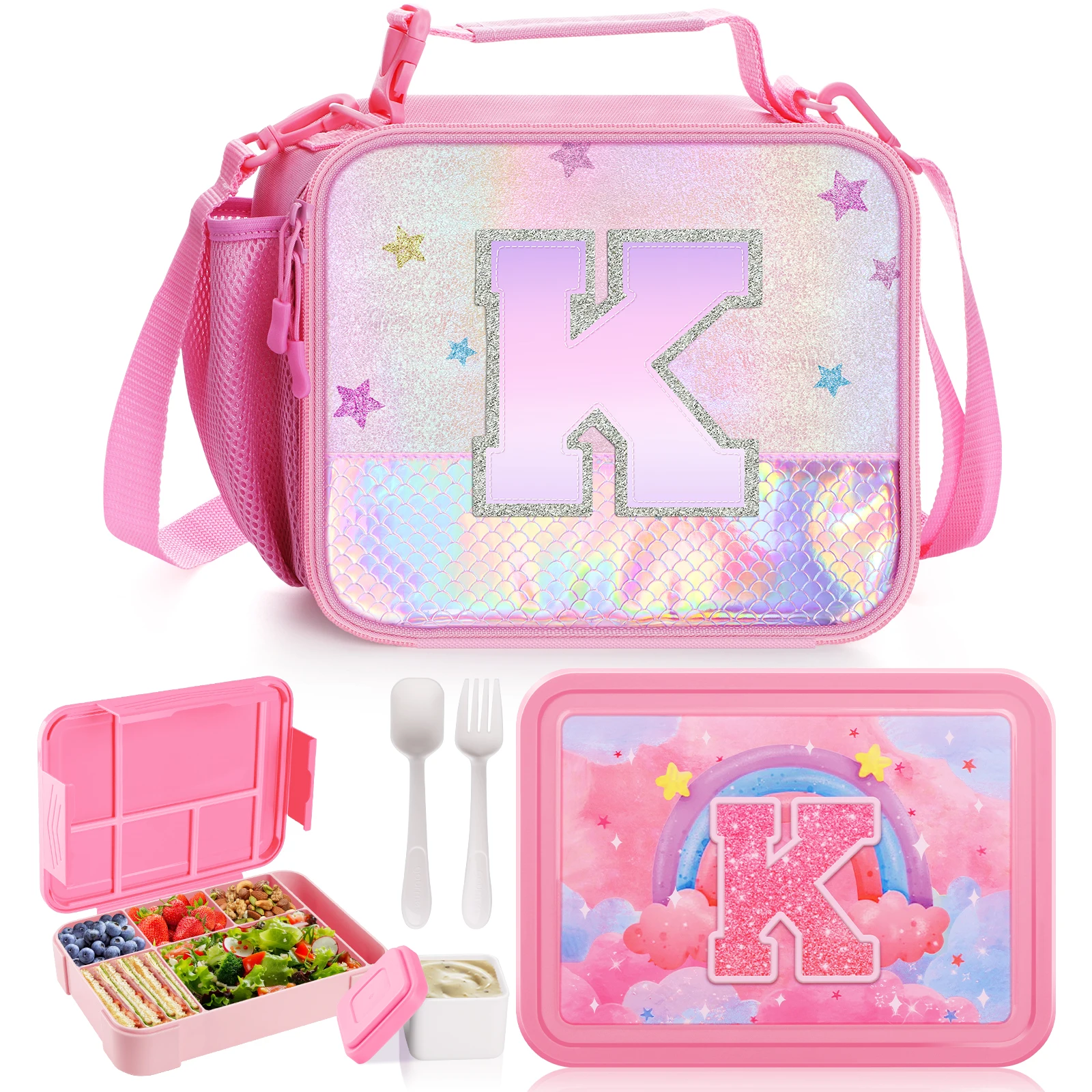 Thermal Bag For Lunch Cute Pink Lunch Bag For Kids Insulated Lunch Box Set Picnic Cooler Bag Girl Food Backpack Back To School