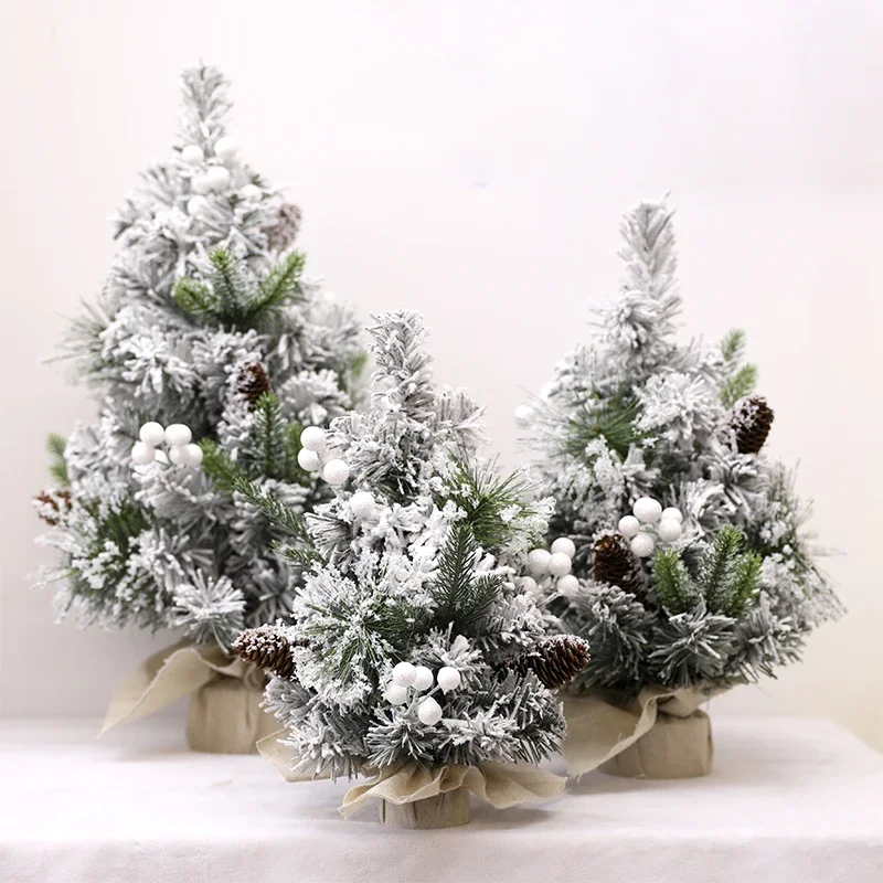 

2025 Christmas Creative Artificial Snow Mini Christmas Tree Decoration Mall Window Hotel Festive Atmosphere Decoration