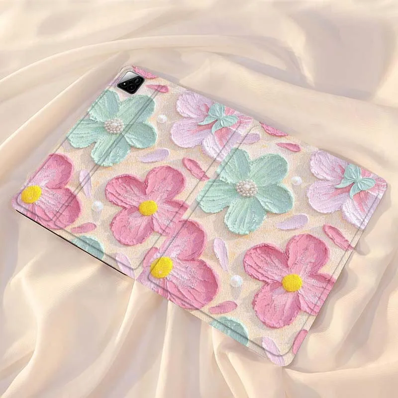 Oil Painting Flower Design Tablet Case For Xiaomi Redmi Mi Pad 4 5 6 7 8 K SE Mini Pro Plus Max 10.1 11.2  inch