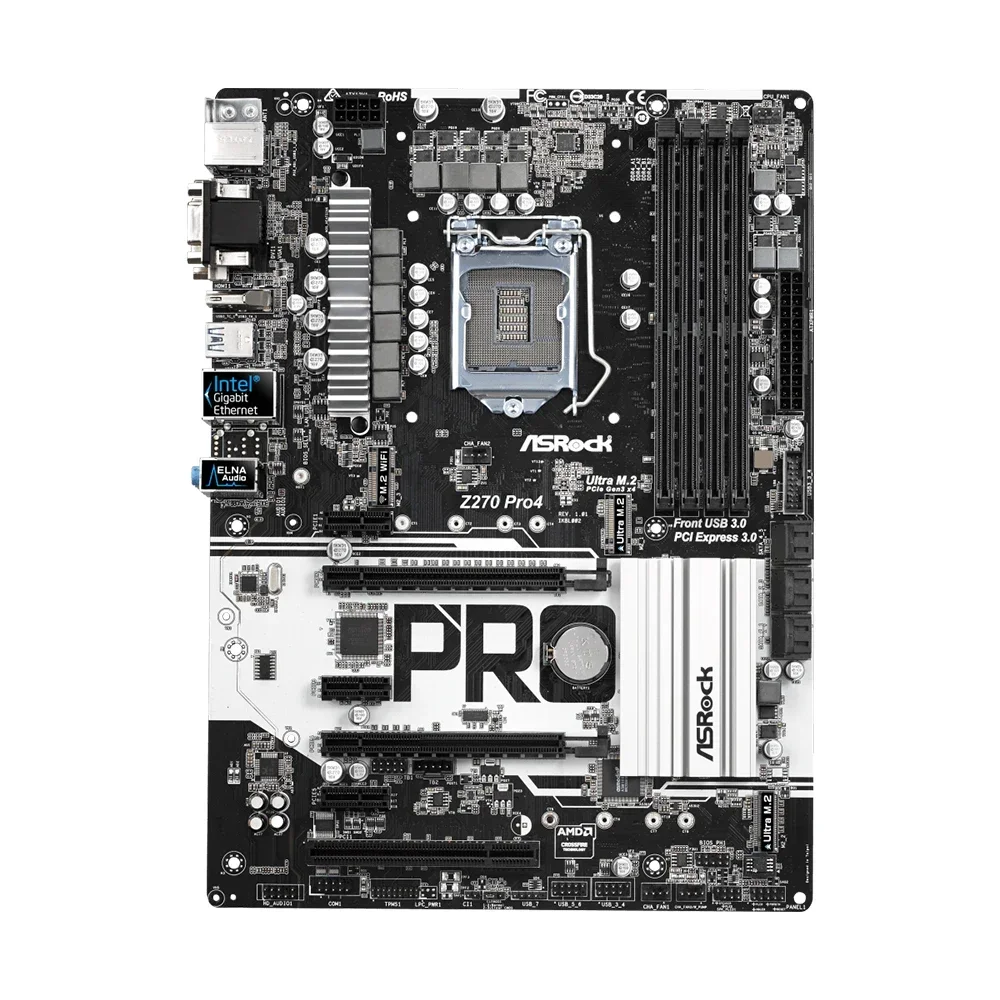 ASRock Z270 PRO4 Motherboard Support i7-7700K 6700 i5-7600 6500 i3-7300 CPU LGA 1151 DDR4 3733+(OC) M.2 PCIe 3.0 ATX Mainboard