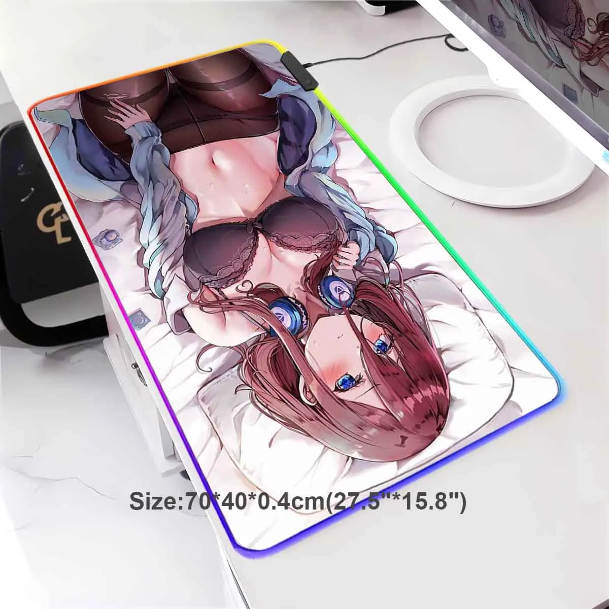 

The Quintessential Quintuplets Nakano Miku Anime RGB Backlit Mouse Pad LED Large Mouse Mat Non-Slip MousePad Gamer Keyboard Mat
