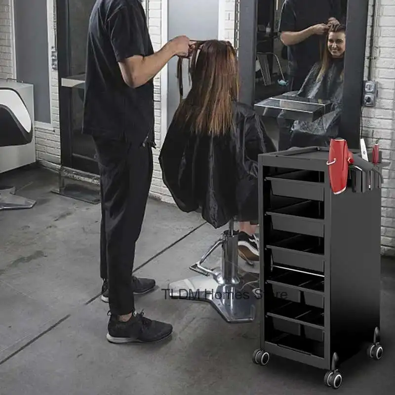 

Nordic Simple Salon Trolley Hairdressing Shop Auxiliary Car with Wheels Multi-functional Salon Furniture Barber Shop Tool Cart