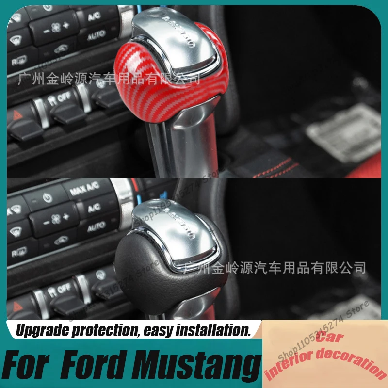 Suitable for 15-21 Ford Mustang Mustamg Carbon Fiber Pattern Gear Head Car Gear Cover Head Interior Modification