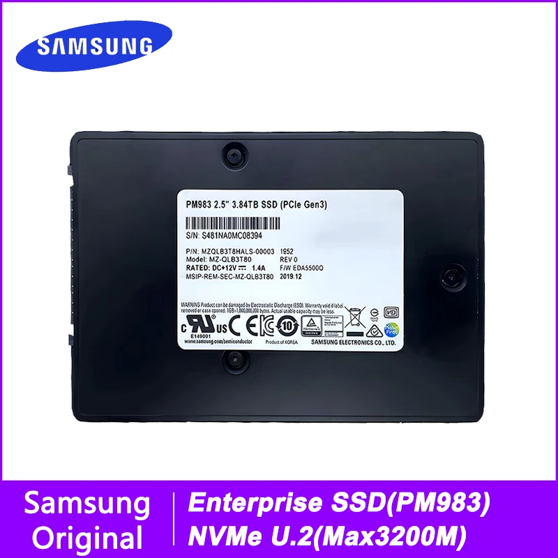 SAMSUNG PM983 NVMe U.2 Enterprise SSD 960GB 1.92TB 3.84TB 7.68TB Internal Solid State Disk Hard Disk HDD PCIe Gen3 x4 for Server