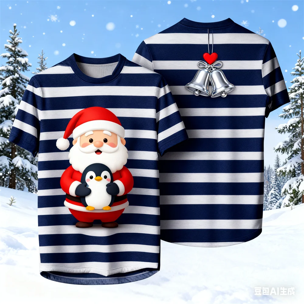

Merry Christmas Short Sleeve T-Shirt Fashion Funny Santa Caluse Graphic Round Neck Tees Loose Casual Comfortable Clothes For Men