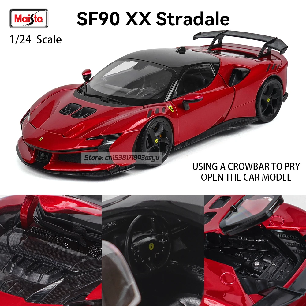 Bburago 1:24 Ferrari SF90 XX STRADALE, Vehículo de Lujo de Aleación con Licencia Oficial, Modelo de Auto Fundido a Presión, Juguete de Colección, Regalo, Tres Colores