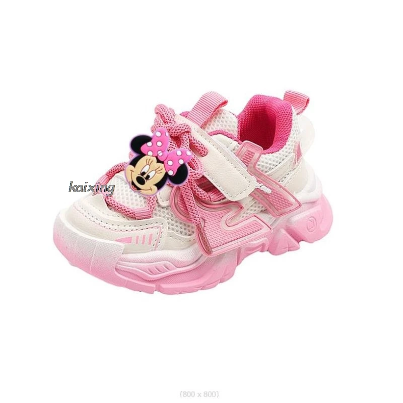 Disney mickey minnie menino e meninas sapatos esportivos crianças sapatos casuais moda anti-deslizamento calçados infantis fundo macio sapato da criança