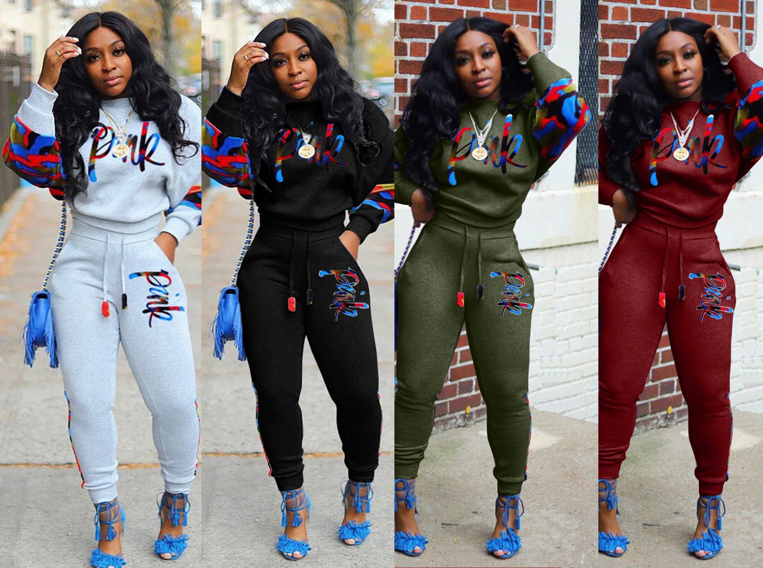 

Женские комплекты брюк из двух предметов, одинаковые комплекты с принтом, топ с круглым вырезом, брюки полной длины с завязками на талии, уличная одежда, весна 2023 г.