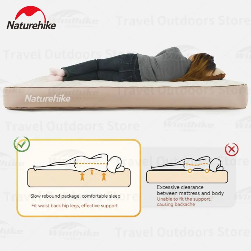 

Naturehike Camping Air Bed Inflatable Mattress -15°C Peach Fleece Self-inflating Bed Portable Travel Automatic Inflatable Bed
