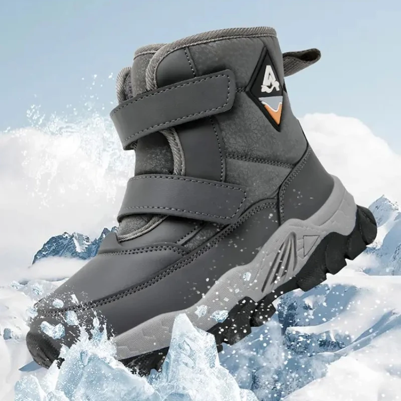 

New Girls Boys Plush Waterproof Boots Fashion Sneakers Comfortable Warm Children Snow Boots Baby Princess High Top Shoes