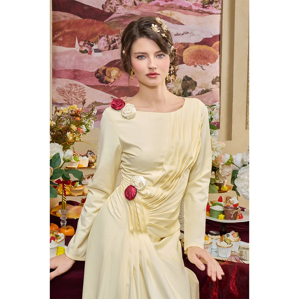 فساتين سهرة طويلة برقبة قارب مخصصة أنيقة للمناسبات الرسمية فساتين حفلات بأكمام طويلة 2025 طول الأرض فساتين لحضور الحفلات الموسيقية #3