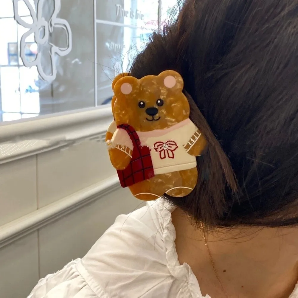 

Trendy Korean Style Cartoon Bear Shark Clip Acetic Acid Kawaii Cute Hair Carb Clip Bow Sweet Small Hair Claw Female