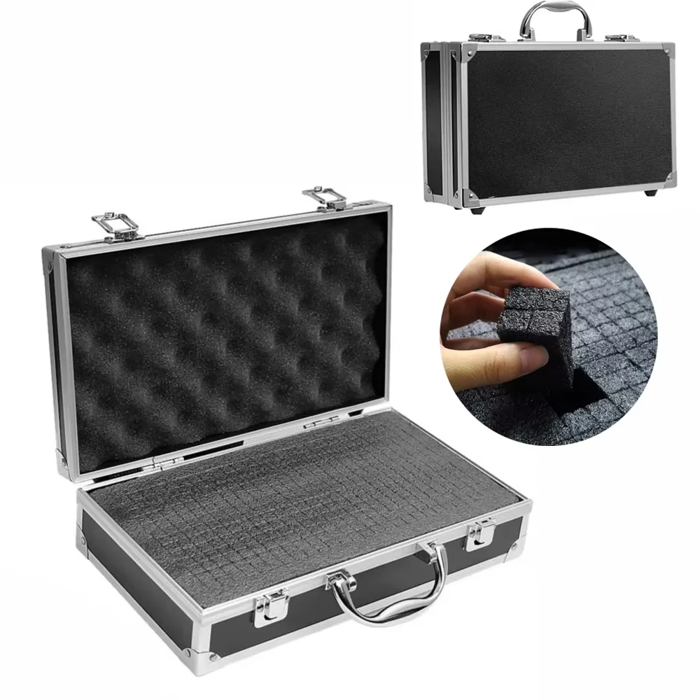 Cassetta degli attrezzi Custodia per strumenti in alluminio Scatola di immagazzinaggio Attrezzatura portatile Cassetta degli attrezzi Scatole per organizer Valigia in alluminio con custodia rigida grande