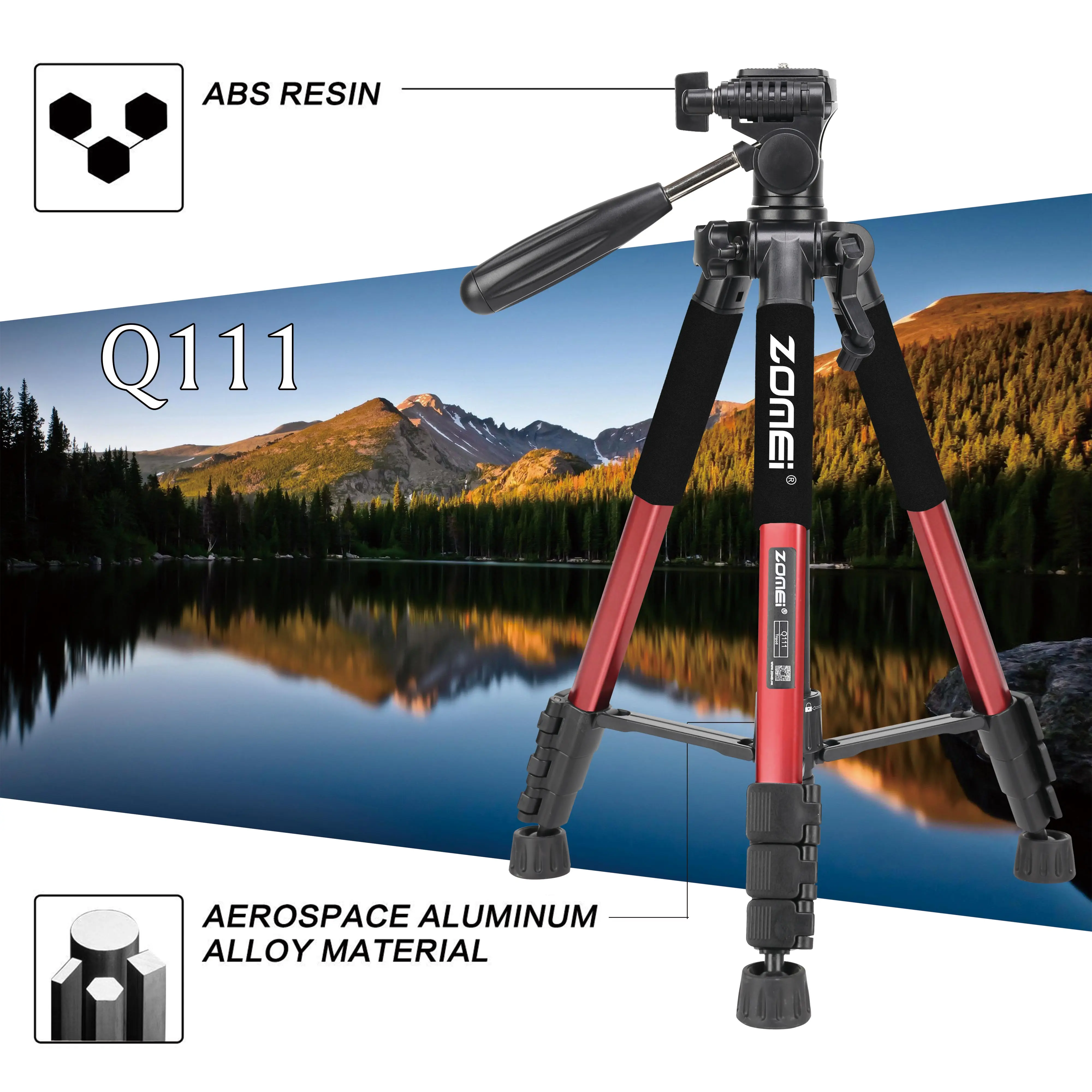 Zomei Professional Portable Travel Aluminum Camera Floor Tripod Stand & Pan Head for Phone DSLR Digital Camera Canon Nikon Video