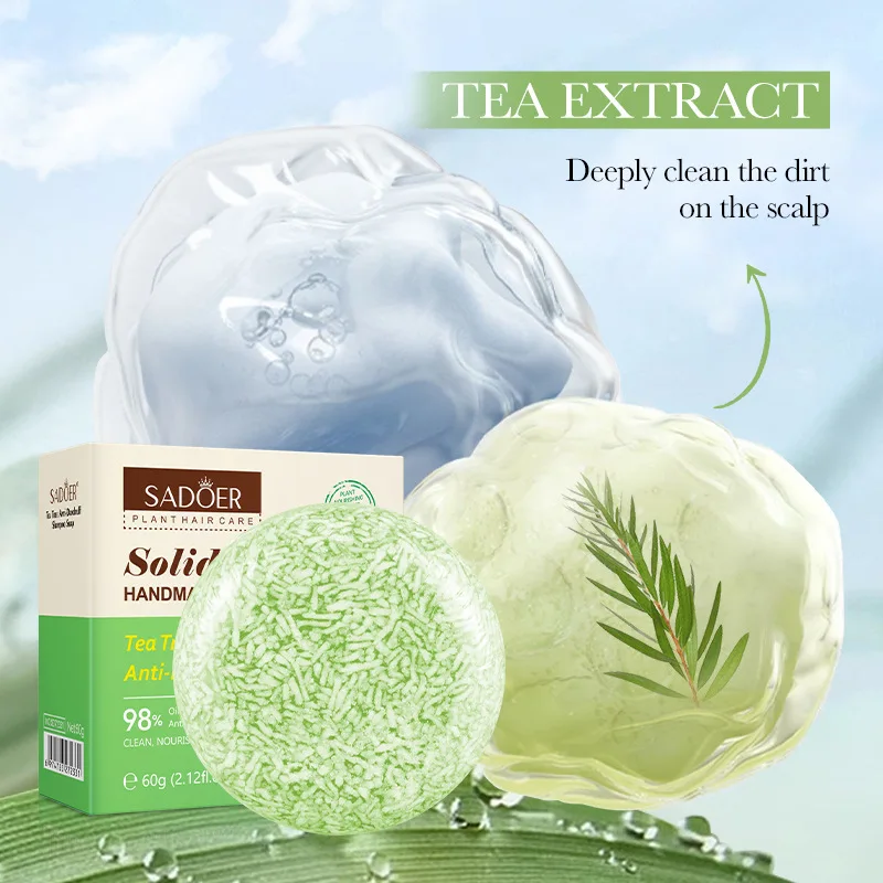 Tea Tree Shampoo Soap Anti Dandruff Anti Itching Deep Cleansing Hair Soap Lightening Strengthening Hair Roots Care Refreshing