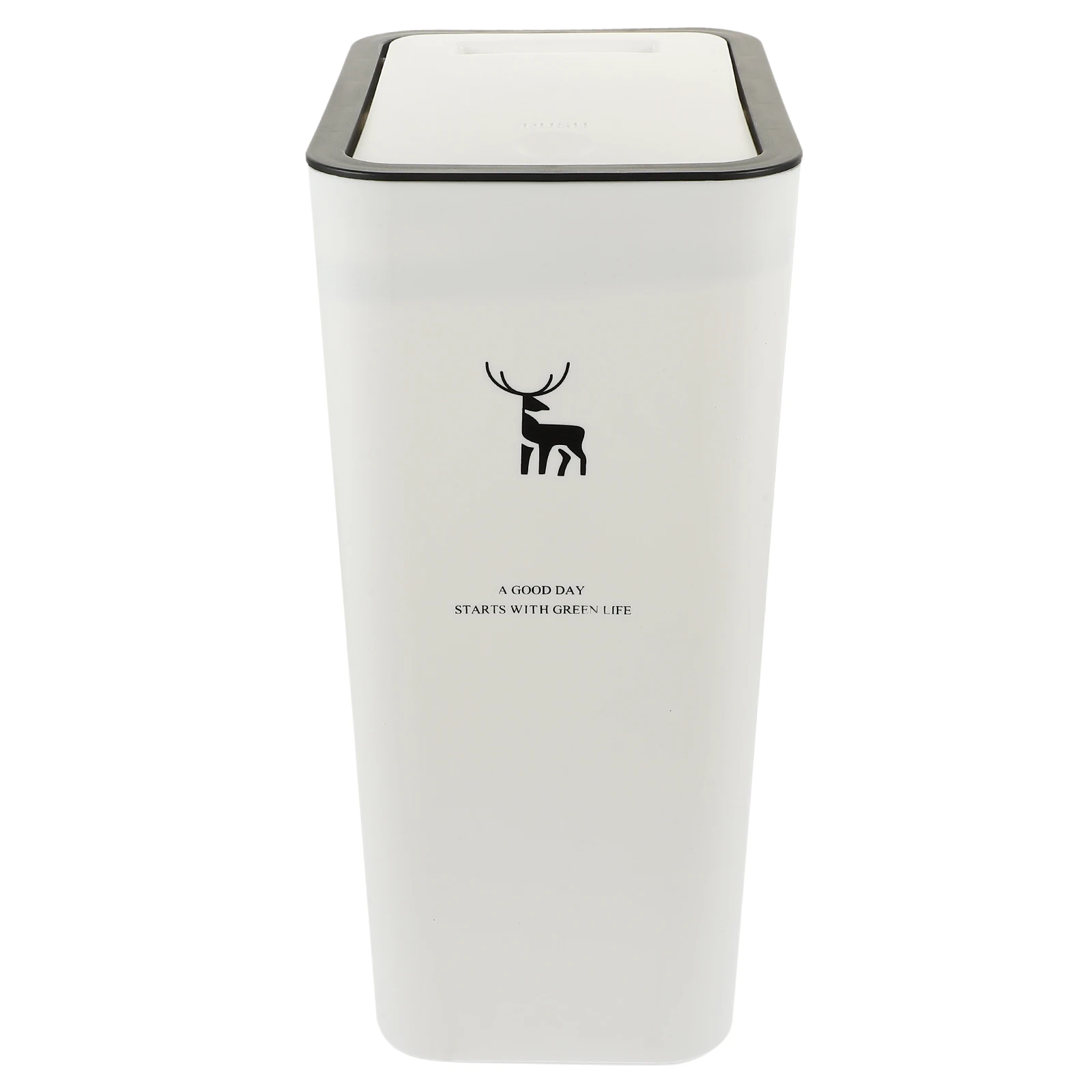 

Press Trash Can 10L White Deer 22x15 5x33 Slim Kitchen Bathroom Garbage Household Waste Bucket Narrow Multipurpose Storage Bin