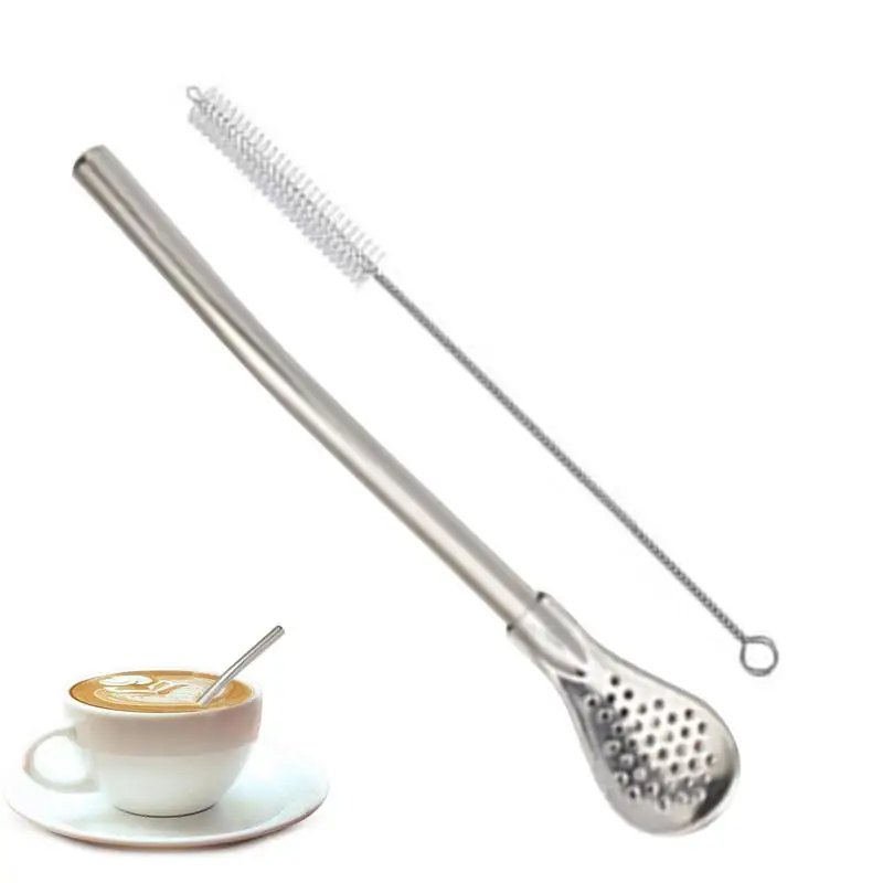 Stainless Steel Tea Drinking Straws Spoon Yerba Mate Tea Filter Reusable Drinkware Bar Party Tool Accessories