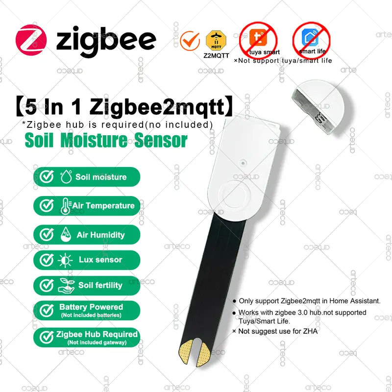 Zigbee Soil Tester 4-in-1 5-in-1 Moisture Meter Temperature Humidity Light Fertility Sensor for Tuya Smart Life Z2M Automation - Image 8