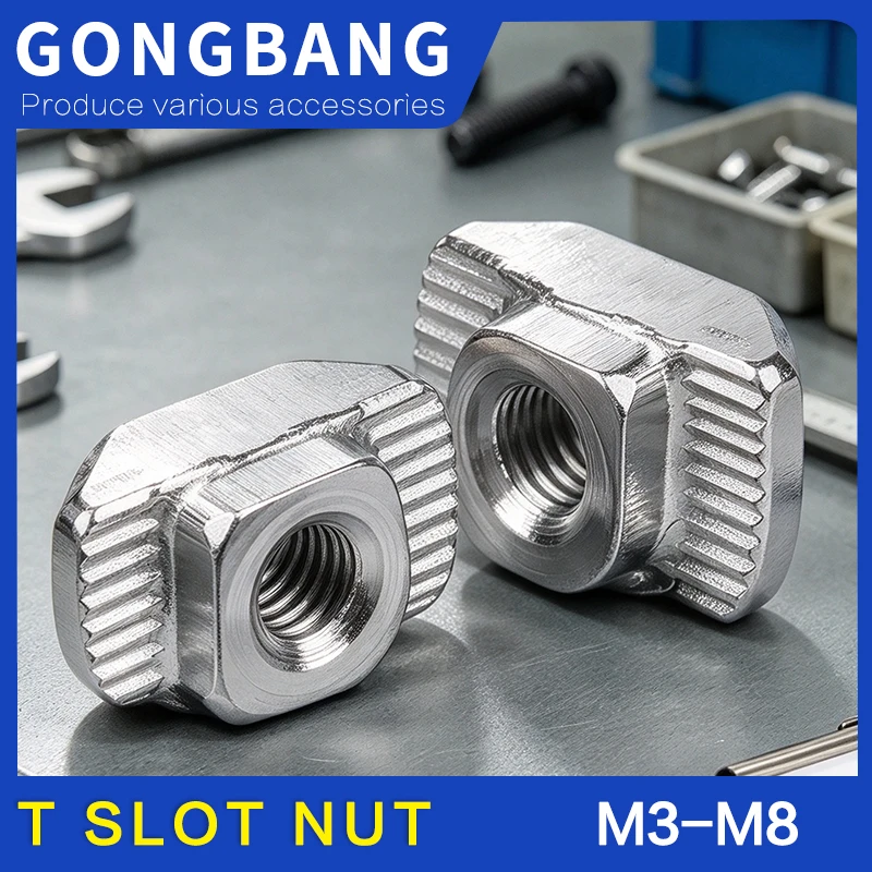 European standard M3 M4 M5 M6 M8 T Nut Hammer Head Carbon Steel Sliding T Slot Nut for 2020 3030 4040 Series Aluminum Profile