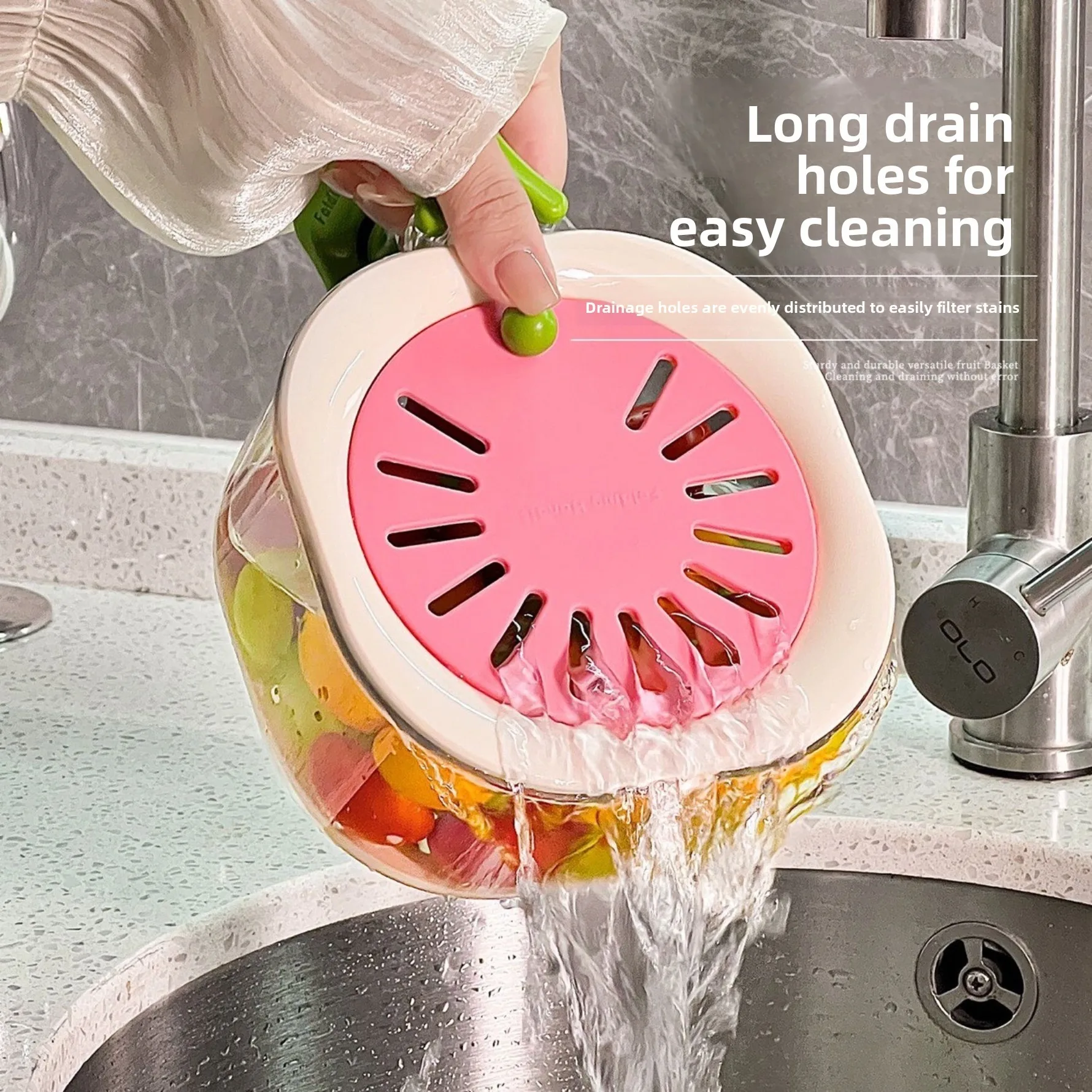 Colorful Fruit Colander Home Vegetable Washing Basket Thickened Strainer Basket Drainage Rinse Bowl