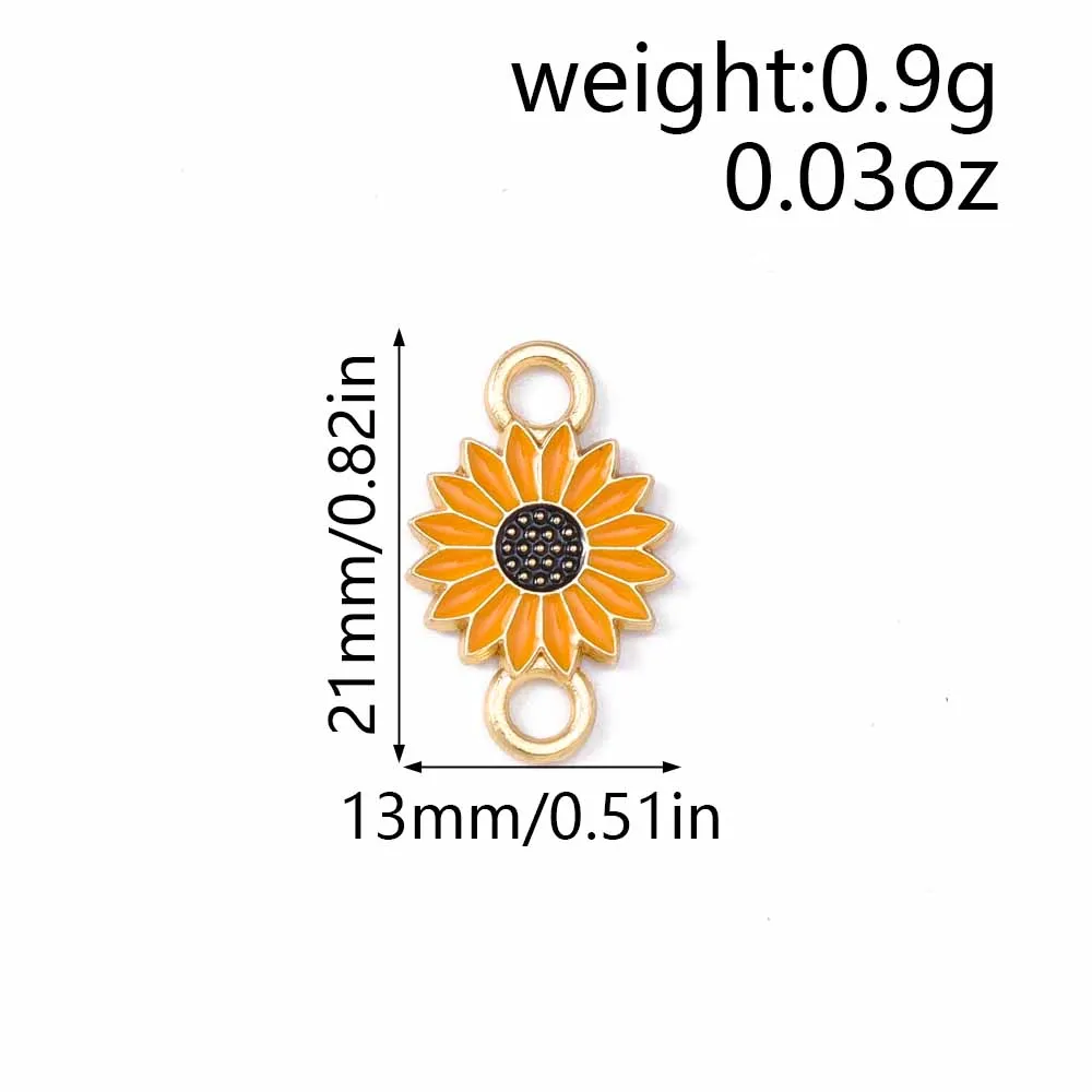 Leslie 10 Stück 13*21mm Emaille-Gänseblümchen-Anhänger mit Doppelloch für Schmuckherstellung, Blumen-Ohrringe, Armbänder, Halsketten, DIY – Detail 1