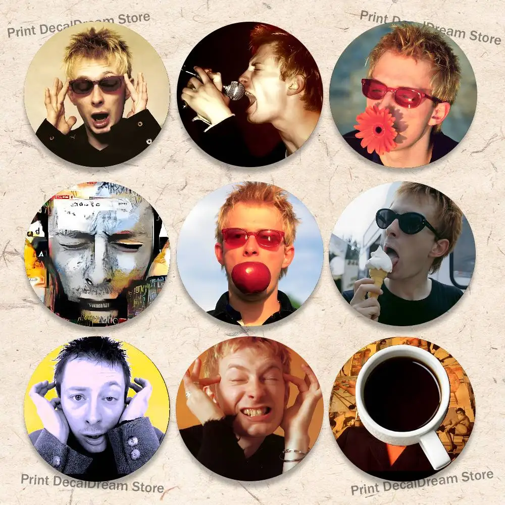 

T-Thom Y-Yorke Cartoon Anime Cute Wooden Coaster Coffee Shop Beverage Shop Family Restaurant Cafe Decoration