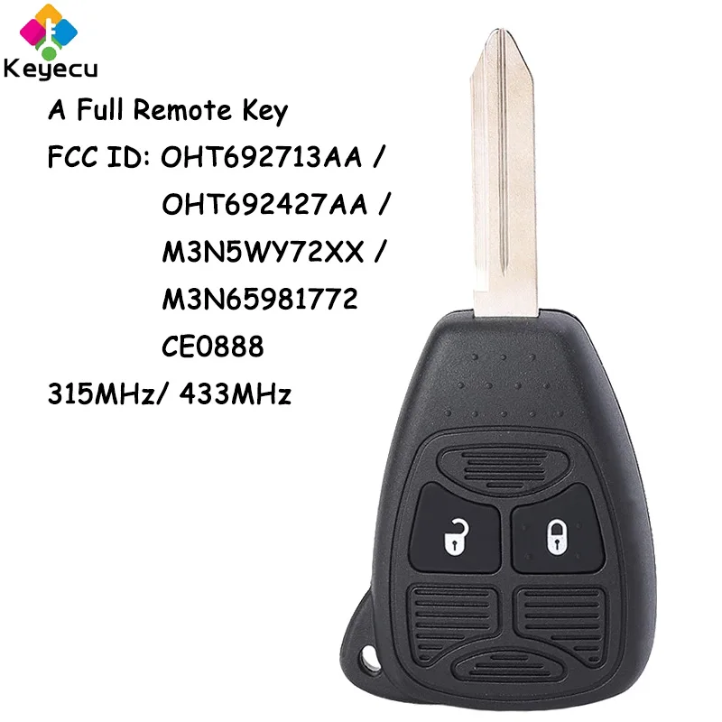 

KEYECU Remote Car Key With 2 Buttons 315MHz 433MHz ID46 Chip for Jeep Commander Patriot Compass Grand Cherokee Liberty Wrangler