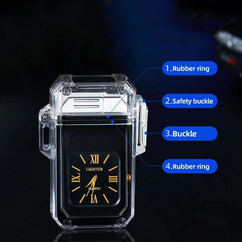 New Windproof Lighter Waterproof Lighter Vintage Watch Bezel Jet Dual Flame Torch Inflatable Metal Outdoor Gas Lighters