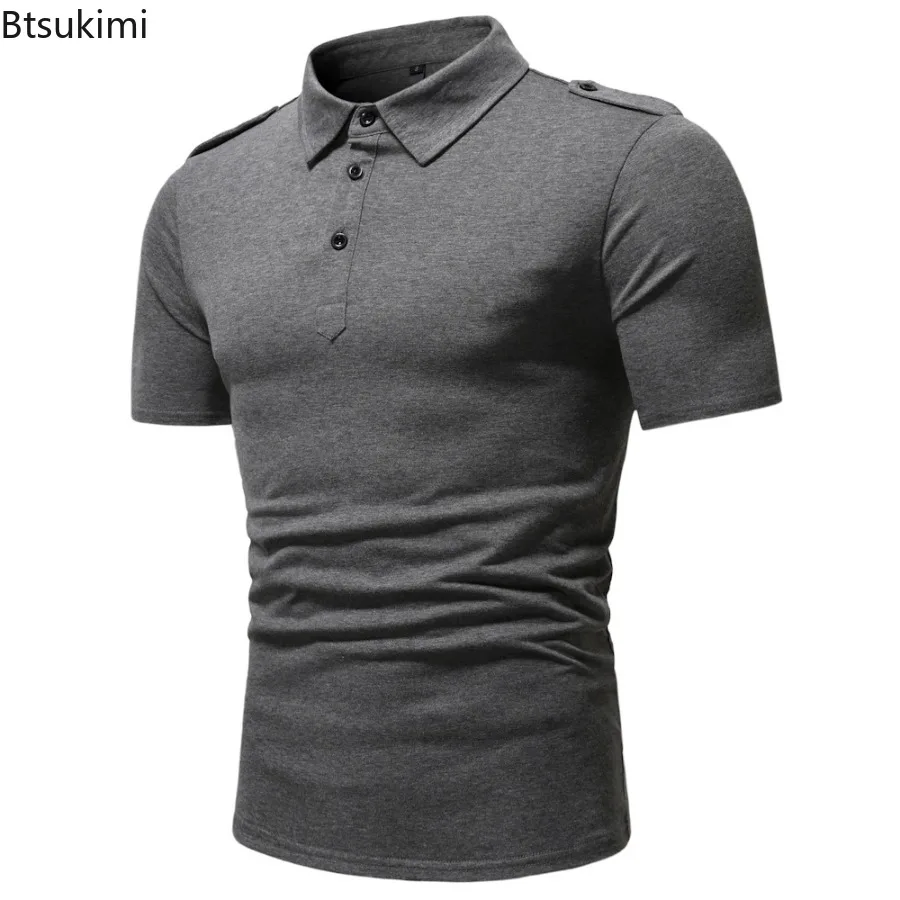 

2025 Men's Basic Polo Shirts Summer New Short Sleeve Solid Cargo Shirt Fashion Streetwear Business Casual All Match Tops for Men