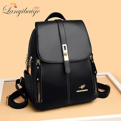 Luxury Designer Ladies Bookbag Fashion Women Backpack High Quality PU Leather Backpacks Large Capacity Travel SchoolBag Mochilas