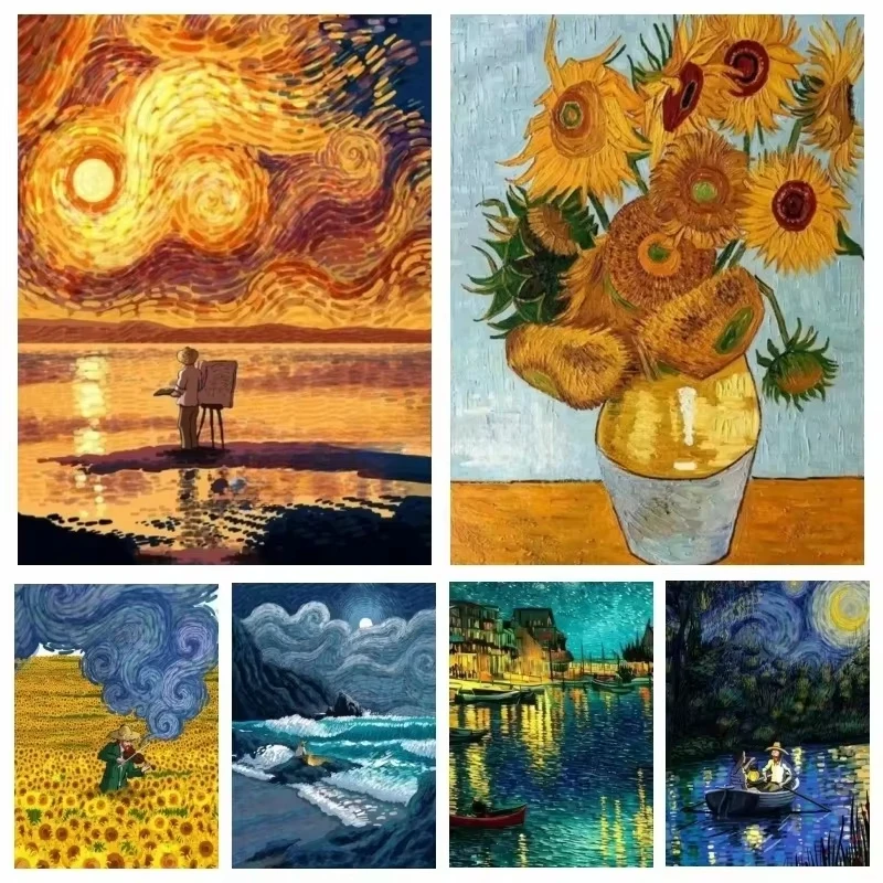 

1000PCS Jigsaw Puzzles Adults Vincent Van Gogh Starry Night Sunflower Home Puzzle Stress Relief Entertainment Toys Gift