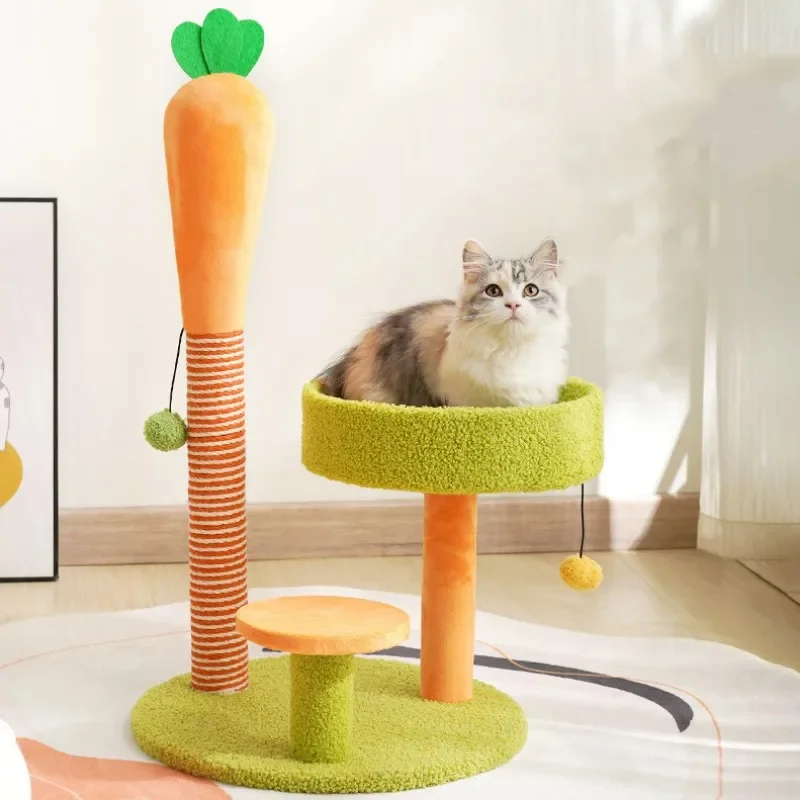 Cat Climbing Frame Sisal Cat Scratching Post Cute Carrot Tree Cats Scratcher Sofa Protector Cats Shelf House Toy Pet Accessories