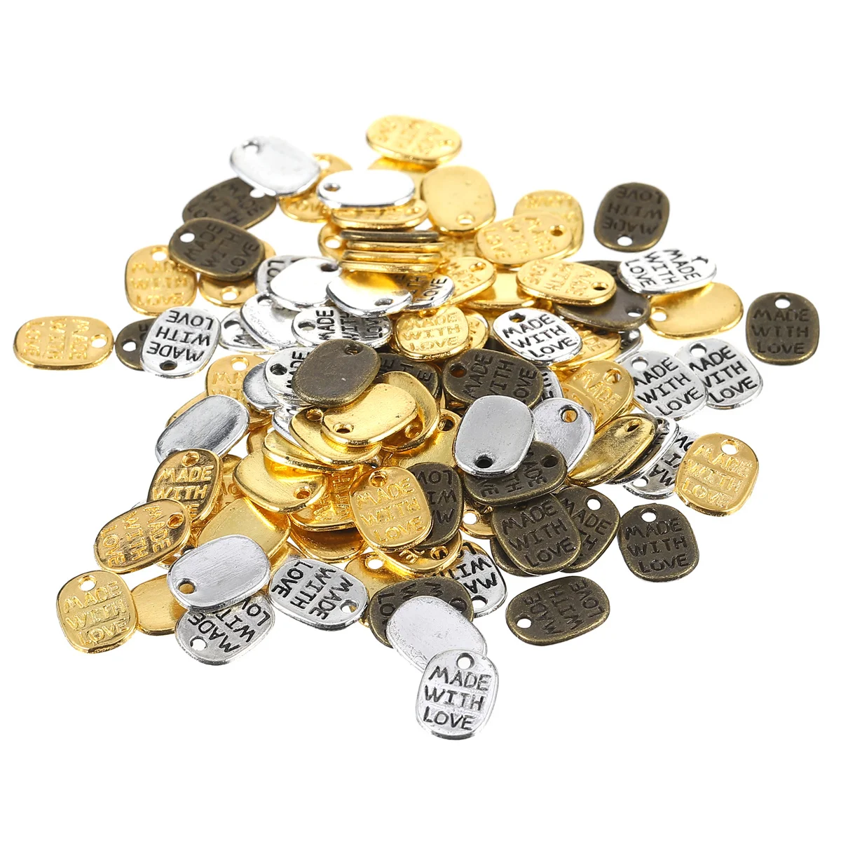 

360Pcs Alloy Pendant Charms Made with Love Engraved DIY Jewelry Accessories for Bracelets Earrings Gifts Made with