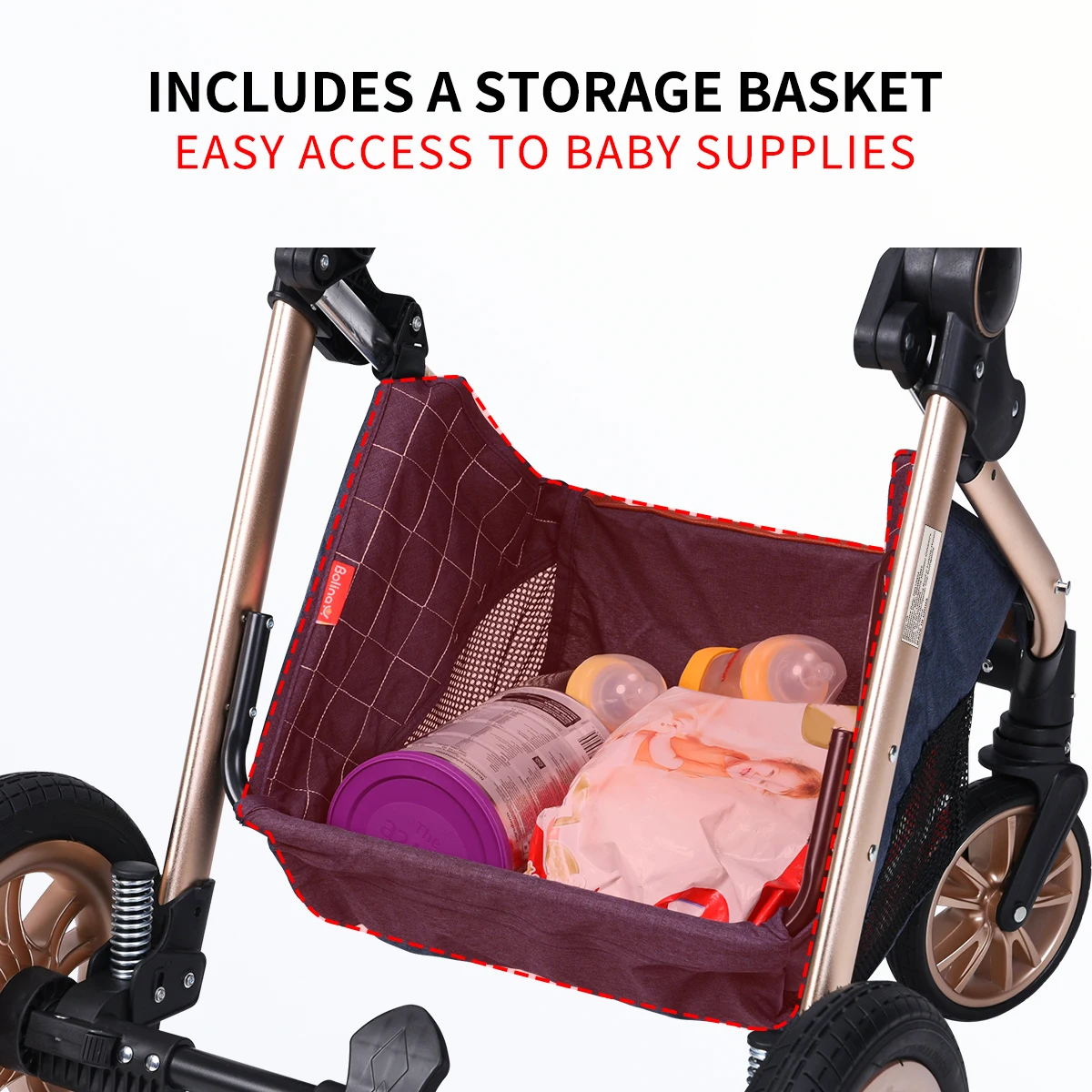 High Landscape Baby Stroller, Two-Way Folding Portable Stroller with Cushioning That Can Sit and Lie down