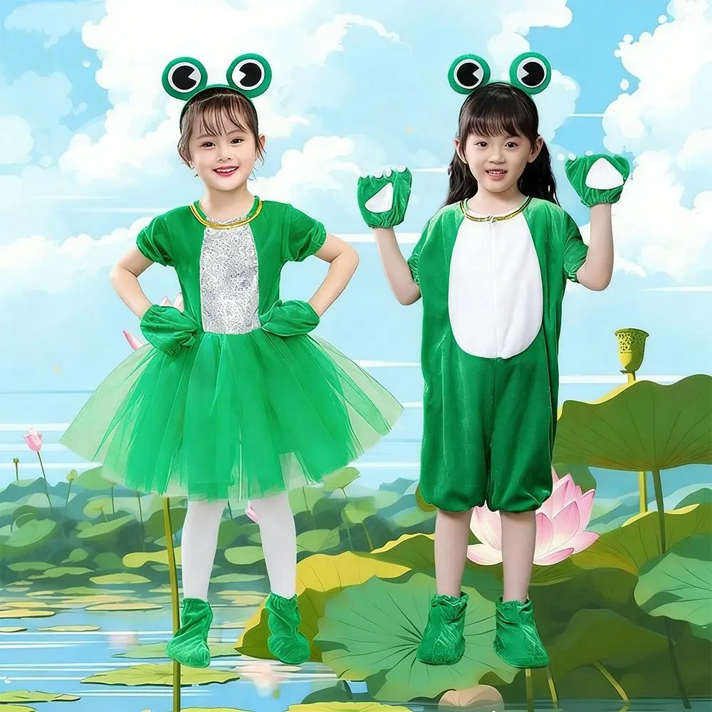 

Карнавальные детские костюмы лягушек, милые костюмы животных для ролевых игр, зеленые танцевальные костюмы, костюмы для косплея