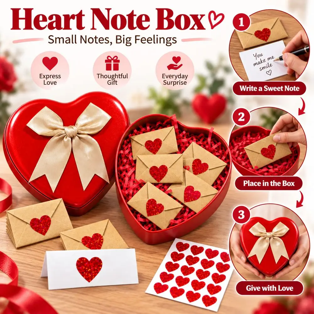 60Pcs Pre-Written Cards Love Letters Envelope Set Heart Stickers Elegant Box DIY Love Notes Box Blank Mini Cards