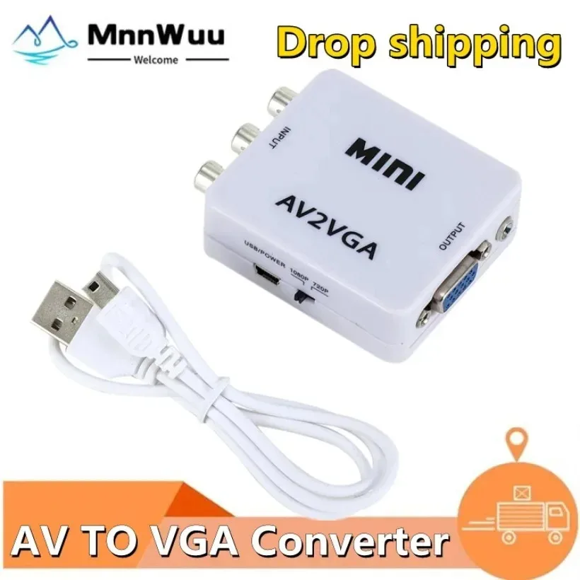 

RCA TO VGA Converter MINI AV2VGA Conversor with 3.5mm Audio RCA To VGA Video Converter for PC TV HD Computer TV AV TO VGA