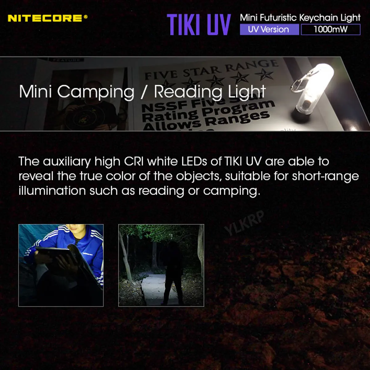 NITECORE TIKI UV Light 1000mw Rechargeable EDC Mini Keychain Flashlight Built-in Battery