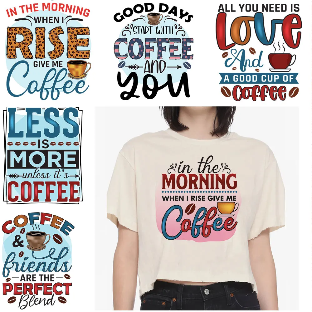 

DIY Coffee Wine Iron on Patches Heat Transfer Decals for Clothing T-Shirt Applique Stickers