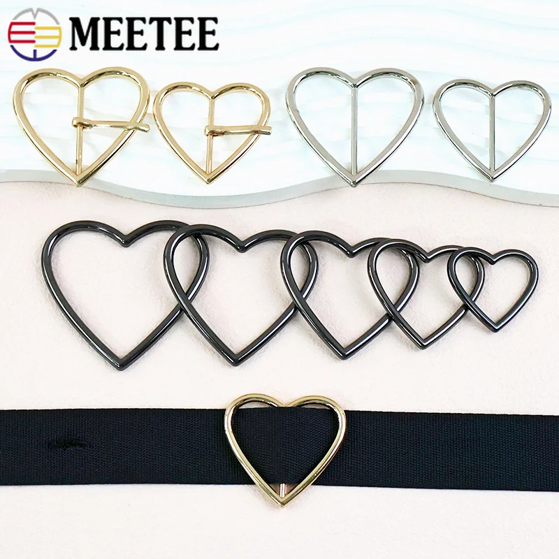 

5/10Pcs Meetee 20-40mm Metal Buckles Heart Ring Hook Garment Belt Buckle Bag Strap Tri-Glide Slider Adjust Pin Clasp Accessories