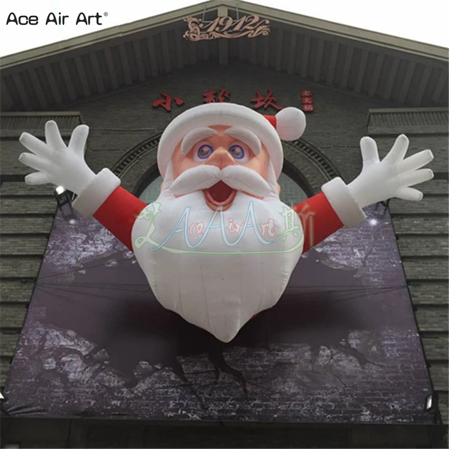 Inflatable Santa Claus Open Arm For Festival Event Wall Advertising Decoration