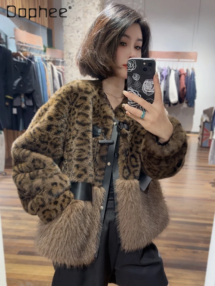 2025 Winter New Elegant Faux Mink Fur Short Coat for Women Fashion Round Neck Long Sleeve Short Mink Eco-Friendly Fur Jacket