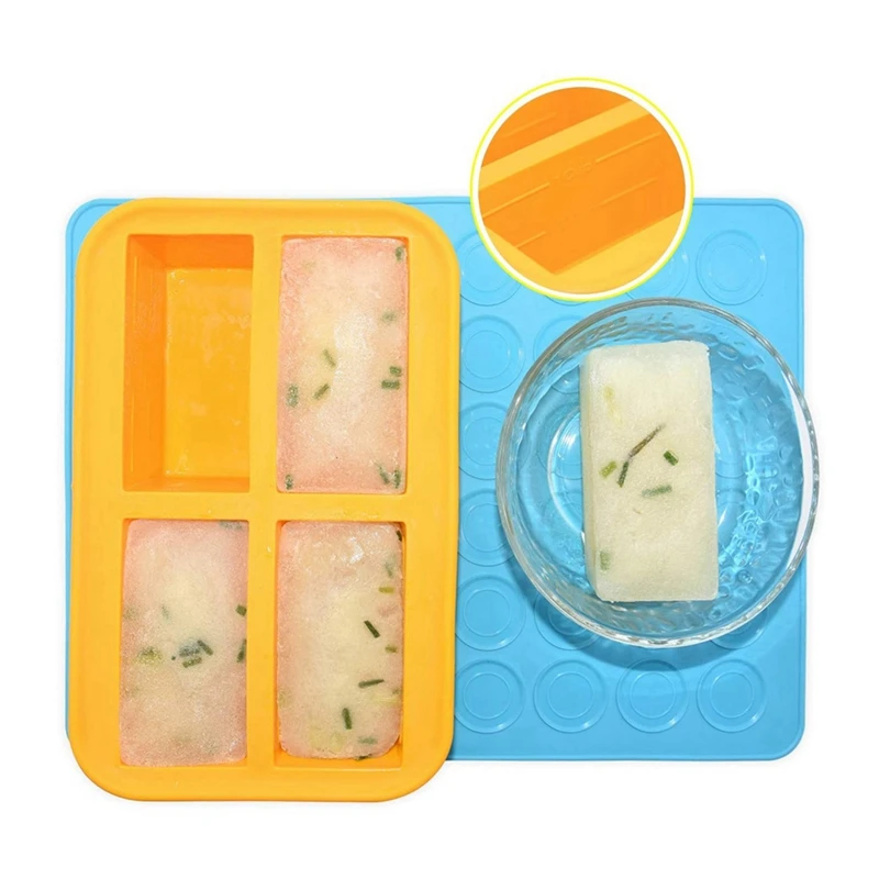 Cup Silicone Freezing Tray With Lid,2 Pc , Easy-Release Silicone Freezer Tray Food Freezer Molds Freeze And Store Soup