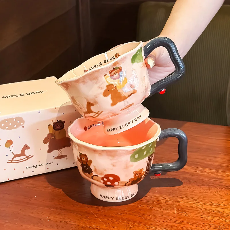 

Посуда для напитков, кухни, столовой и бара, кружка, креативная художественная керамическая чашка для воды, новинка 2025, женская офисная домашняя кофейная чашка для завтрака, сувенир