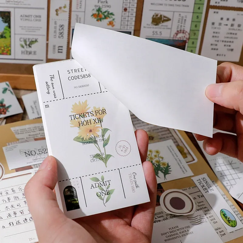 50pcs/pack Windsor's Past Note Book Inswind Retro Plant Creative Hand Ledger Student Daily Life Memo